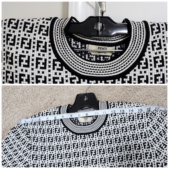 Authentic Fendi Zucca Jacquard Knit Bodycon Midi Dress Medium size White/Black - Picture 9 of 15